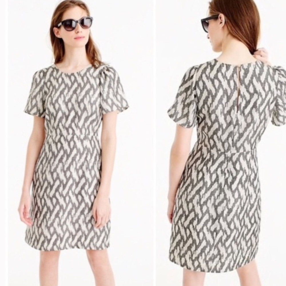 J Crew Silk Flutter Sleeve Dress